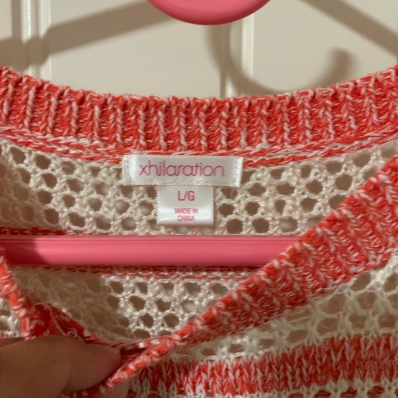 XHILARATION Women’s Pink and Cream Long Sleeve Soft Knit Top Sweater Size Large - Picture 4 of 5